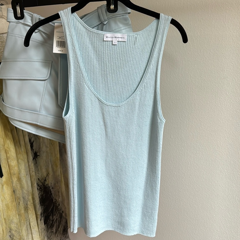 Sky blue knit tank